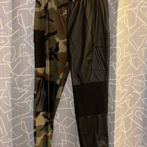 Like An Angel Camo & Faux Leather Joggers
